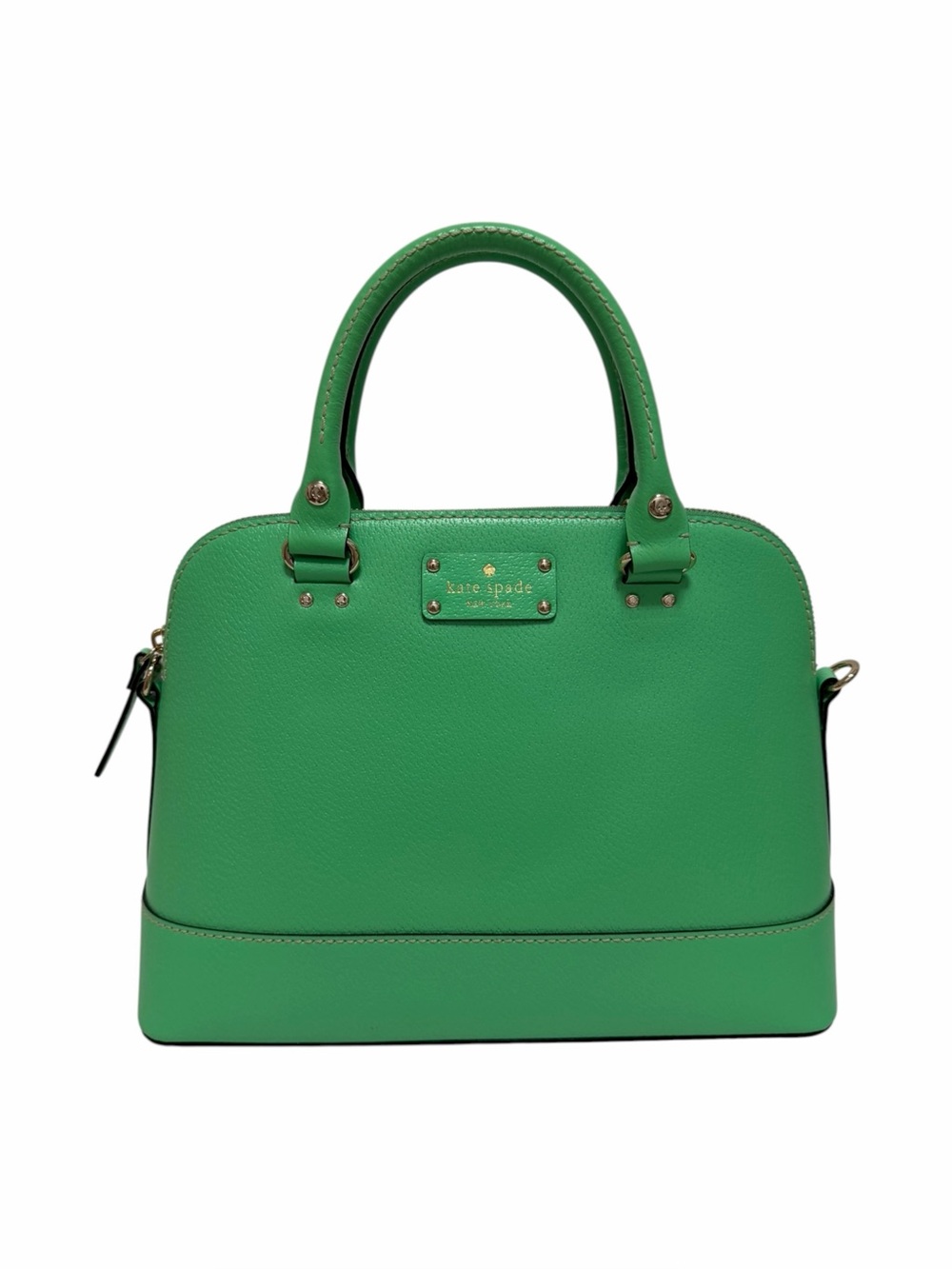 Kate Spade Pebbled Green Leather Satchel Handbag